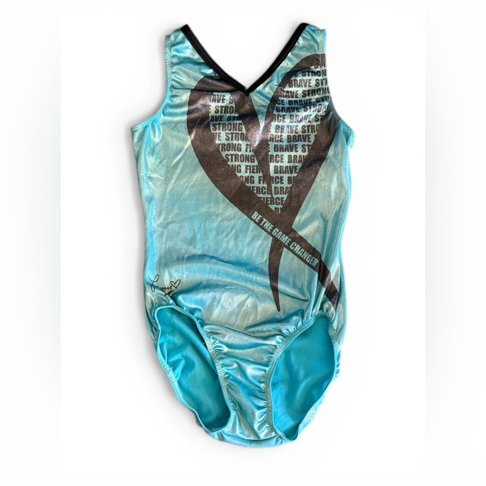 GK Teal Blue One Piece with Black Heart Design AM